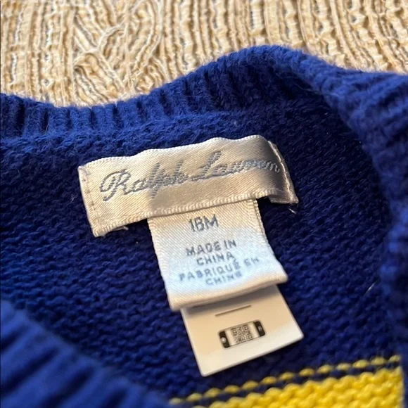 Polo by Ralph Lauren Blue and Orange Knit Sweater Cotton Size 18mos. EUC! - Picture 3 of 5